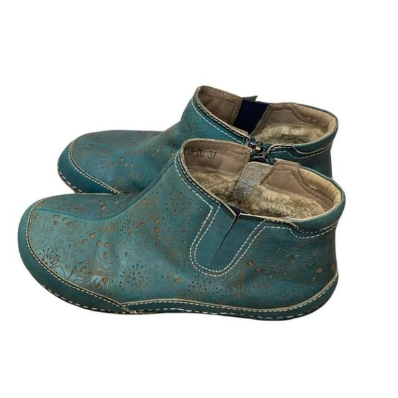 L'Artiste Womens Petrol Blue Libootie Hand Painted Ankle Boots US 6 - Picture 2 of 7